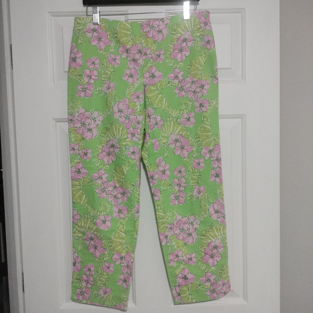 Lilly Pulitzer Resort Fit Seahorse And Floral Print Pants Size 8